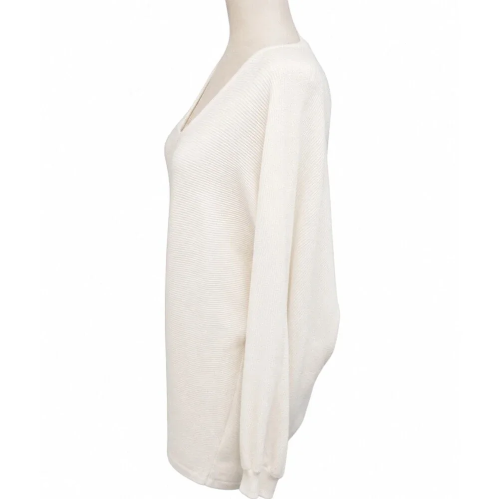 Minimalist Cream Ribbed Dolman V-Neck Sweater Vila Milano Women’s M/L